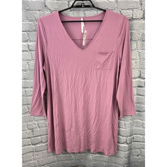 Soma Other - Soma Cool Nights Long Sleeve Sleep Shirt XL Lilac Wine V Neck Pocket